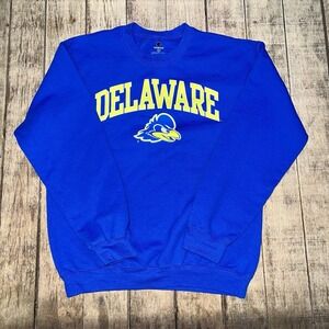 University Of Delaware Blue Hens Blue Crewneck Sweatshirt Size Medium